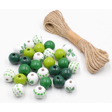 Guirlande En Perles Bois - Trèfle Irlandais - Décoration Murale Rustique Pour Saint-Patrick - Longueur 145 Cm - 1 Pièce (1/5)