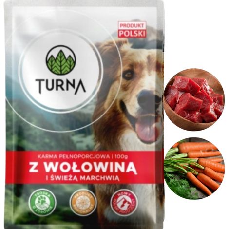Cibo umido per cani Turna con manzo e carote fresche 100 g (1/3)