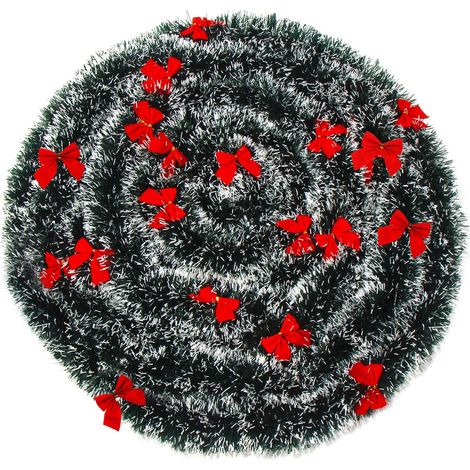 CCINEE guirlande de Noël verdure artificielle 10m neige 24 nœuds rouges décoration fêtes (1/5)