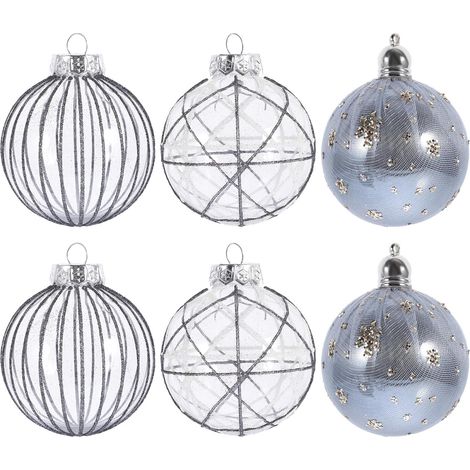 Lot de 6 boules de Noël bleues de 8 cm à suspendre au sapin. (1/5)