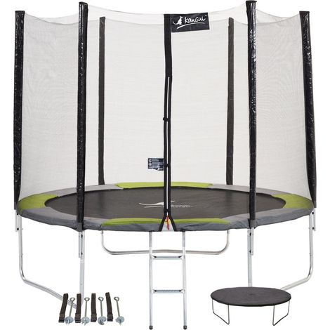Trampoline KANGUI RALLI Ø 305 cm Enfant Échelle Bâche Kit ancrage Extérieur CE NF EN71-14 (1/4)
