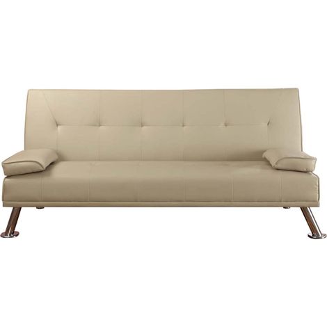 Faux Leather Sofa Bed in Cream