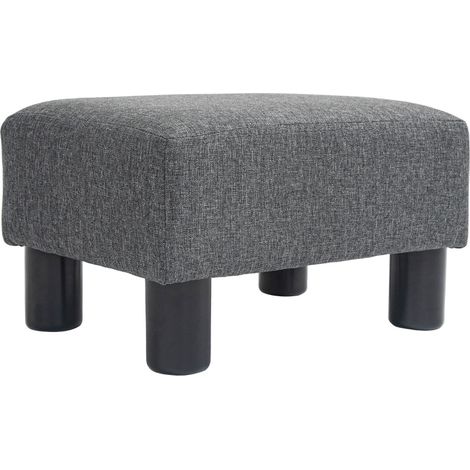 Puf reposapiés rectangular de tela efecto lino gris oscuro con relleno de espuma 24D (1/5)