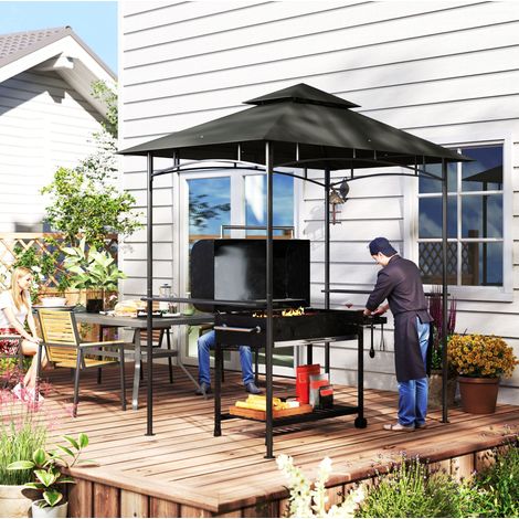 Grillpavillon Gartenlaube Aufbewahrung 240 cm Stahl HAVRYA (1/4)