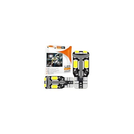 2 x AMPOULES 10 LEDS XENLED (5730) CANBUS LED SSMG - T10 W5W 4W - Blanc 12V LED (1/5)
