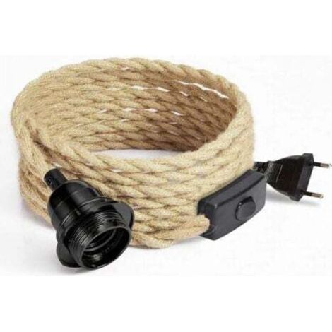 4,5 m langes, zweiadriges Leinenkabel mit E27-Fassung und Schalter für DIY-Lampen (Leuchtmittel nicht enthalten) (1/4)