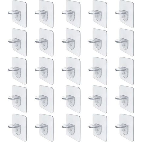 KLVGTIFS PU25 Pièces Chevilles de Support d'Étagère,Crochets Adhesifs,Supports Adhésifs pour Étagère,Crochets Muraux Auto-adhésifs (1/5)