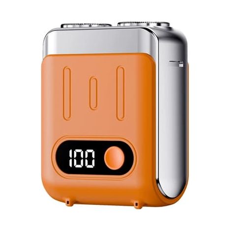 Ecleanfy - Rasoir de voyage électrique pour hommes - Mini rasoir portable, charge rapide, étanche, orange (1/3)