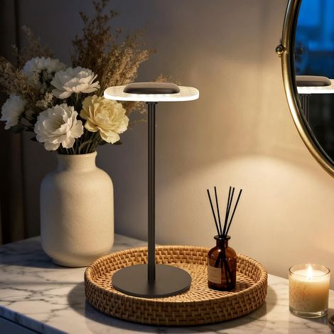 Lampe de Chevet Tactile, Lampe de Table Sans Fil avec RGB + Blanc Chaud 3000K, Intensité Variable, Lampe Ambiance Rechargeable USB pour Chambre à Coucher, Restaurant (Carrée) [Classe énergétique F] (1/5)