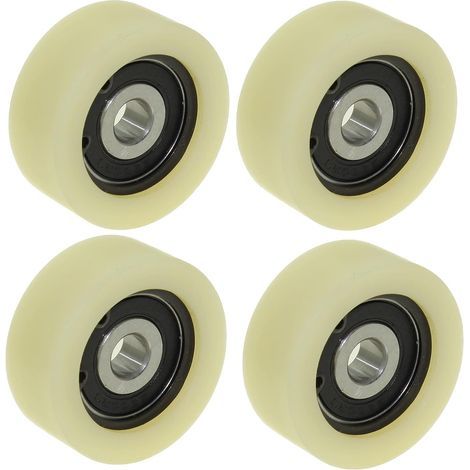 Set di 4 ruote in nylon, diametro 50 mm, larghezza 20 mm, cuscinetto da 10 mm per meccanismi di cancelli scorrevoli. (1/5)