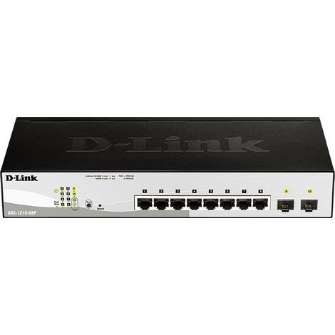 D-Link DGS-1210-08P Gestionado L2 Gigabit Ethernet (10/100/1000) Energía sobre Ethernet (PoE) Negro