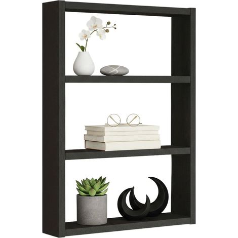 Dmora - Mensola Krosa, Scaffale, Ripiano a muro, Scaffalatura multiuso, 43x9h60 cm, Nero