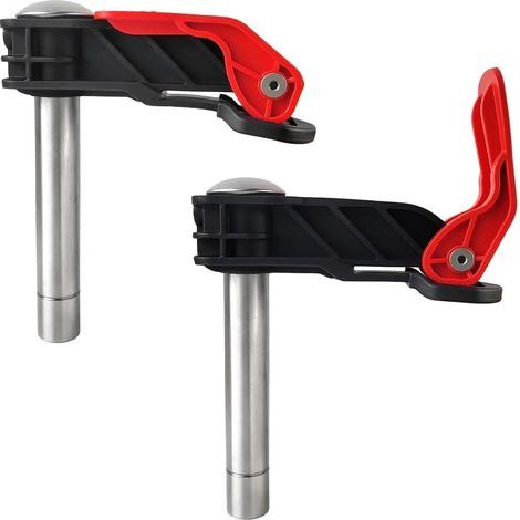 Set of 2 Quick Release Clamps, 20mm, Adjustable Stainless Steel Desk Clips for Woodworking, Wood Carving, Routing, Sanding (Red) (1/5)
