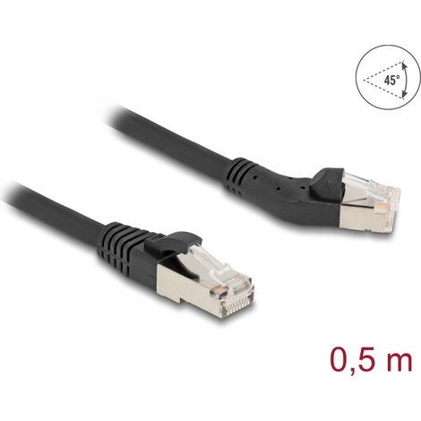 Delock Cable de red RJ45 Cat.6A S/FTP macho 45Â° en Ã¡ngulo izquierdo a macho recto 0,5 m negro