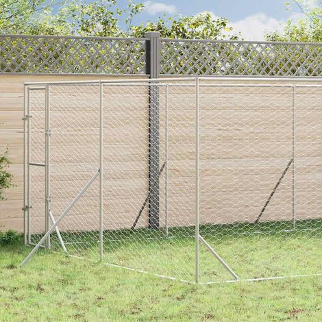 Outdoor-Hundezwinger Silbern 4x16x2 m Verzinkter Stahl
