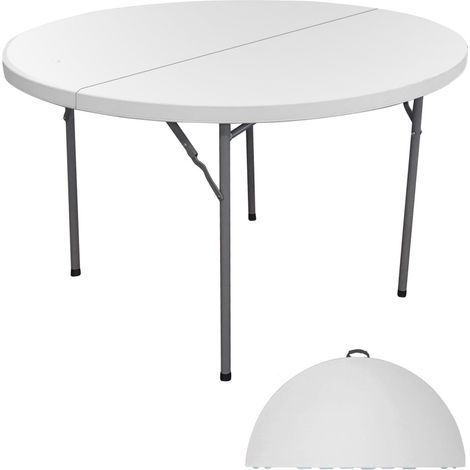 Tavolo da esterno pieghevole bianco in PVC – Diametro 122 cm