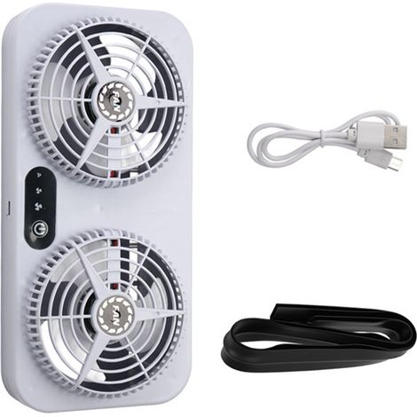 Ein Set weißer ABS-Autokühler/Abluftventilator mit USB-Anschluss, 25 x 12 x 8,5 cm. (Packung) (1/4)