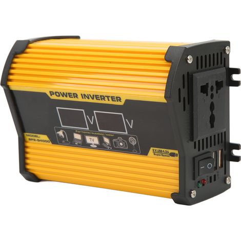 Modifizierter Sinuswellenwandler 12V auf 110V mit zwei USB-Anschlüssen, Spannungsanzeige, für Fahrzeuge (gelb). (1/5)