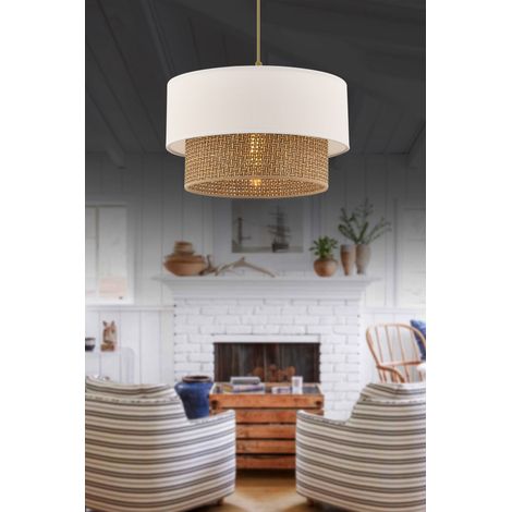 Suspension luminaire en métal et coton Echo - Blanc (1/5)