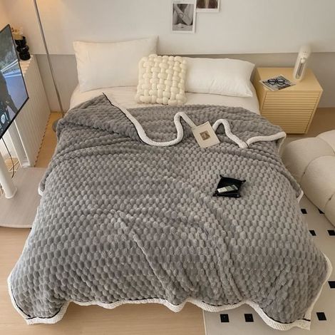 1 pièce Plaid épais, couverture canapé moelleuse et chaude, gris, 200x230 cm, pour salon ou chambre