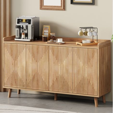 Sideboard mit 4 Türen und verstellbaren Einlegeböden, 140 x 40 x 84 cm, MDF natur HAVRYA (1/5)
