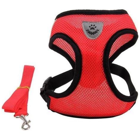 Neoprene Handle, for Small, Medium and Large Breed Puppies from Best Pet Supplies: Mesh Surface Harness (Red), S