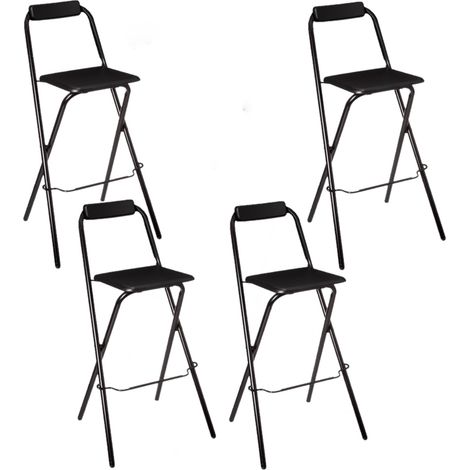 Atmosphera – Lot de 4 chaises de bar pliantes – Hauteur 97,5 cm – Assise en MDF – Structure acier peinture époxy – Repose-pied confortable (1/2)