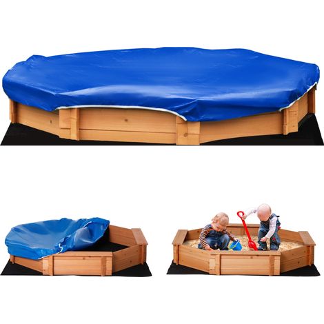 Bac à sable en bois pour enfants avec sièges et couvercle, 3-8 ans, 139,5 x 139,5 x 21,5 cm (1/5)