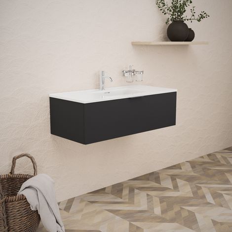 Inda - Meuble de salle de bain L.100 avec vasque noir (1/5)