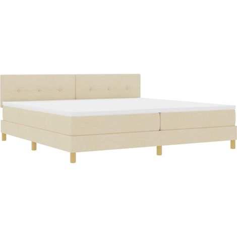 Maison Exclusive - LED Boxspringbett mit Kissen Creme 200 x 200 c