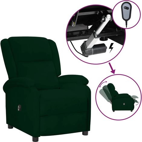 Fauteuil inclinable électrique Fauteuil Relax - Fauteuil Salon Vert foncé Velours BV922658 - BonneVie (1/5)