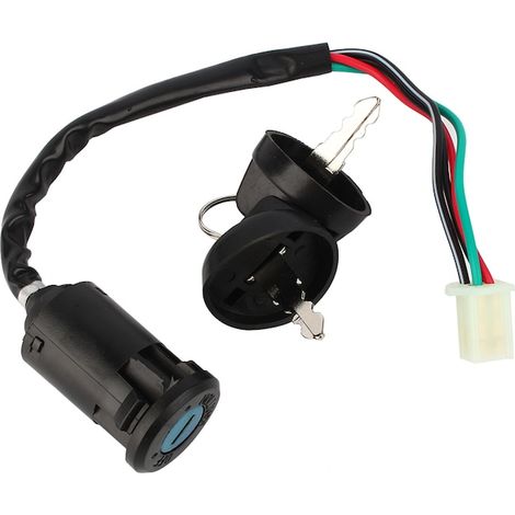 Contacteur à clé d'allumage 4 fils, compatible moteurs 50cc-125cc, interrupteur de démarrage pour moto et scooter (1/5)