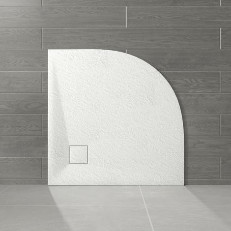 NRG 800 x 800mm White SMC Quadrant Slate Effect Bathroom Shower Enclosure Tray (1/5)