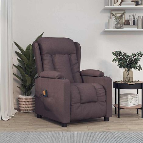 Massagesessel Dunkelbraun Stoff (1/5)