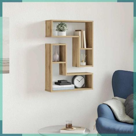 856605 étagères cube murales 2 pcs chêne artisanal bois d'ingénierie (1/5)