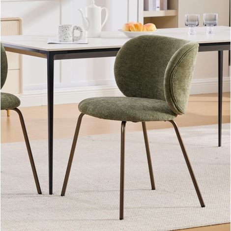 Stuhl Esszimmerstuhl bequem Chenille Grün OKMYHOME (1/5)