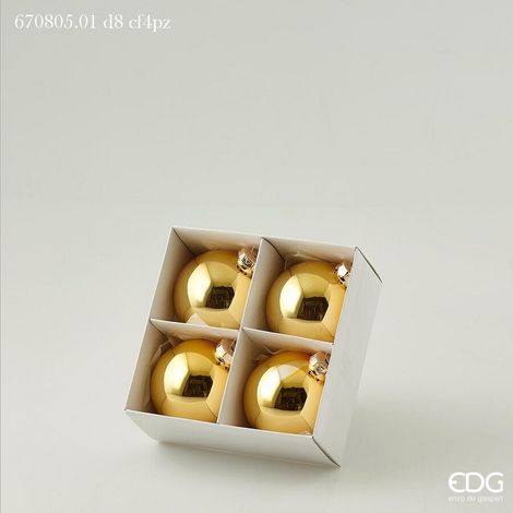 EDG Enzo De Gasperi Pallina di Natale di Vetro Gold diametro 8 cm, confezione da 4 pezzi (1/3)