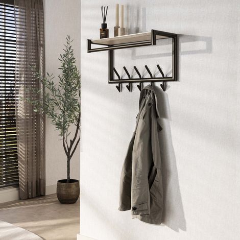 Wandgarderobe Aria 2x5 Haken Travertin Melamin Bronzefarben