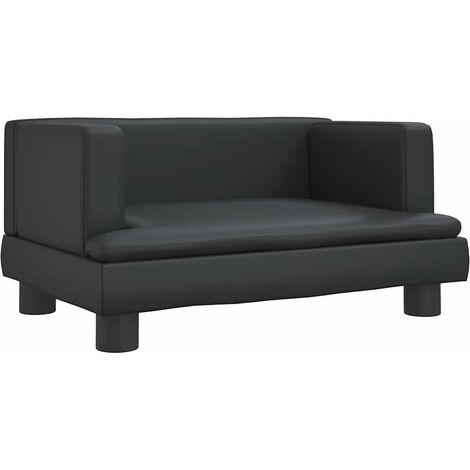 vidaXL Cama para perros de cuero sintético negro 60x40x30 cm (1/2)
