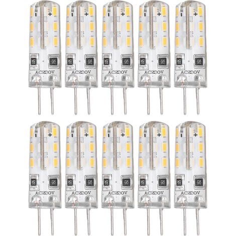 10er-Packung G4-LED-Lampen mit zwei Stiften und weißem Silikonsockel (1/5)