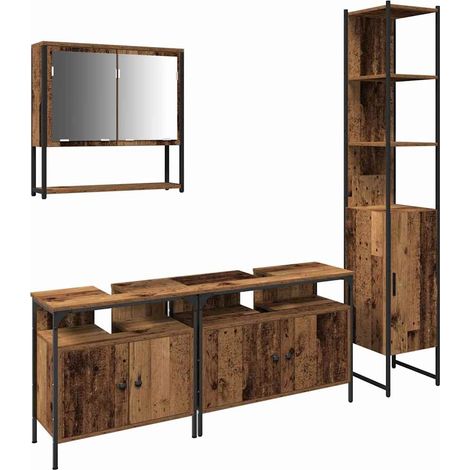 Maison Exclusive - Set di mobili per il bagno con lo scaffale 4 pcs Legno vecchio