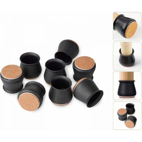 28Pcs Silicone de Chaise Pieds Protecteur,  Silicone Chaise Casquettes Pieds, Embout de Chaise avec Antidérapant Feutre Empêchent les Rayures au sol et Réduisent le Bruit, Noir. (1/5)
