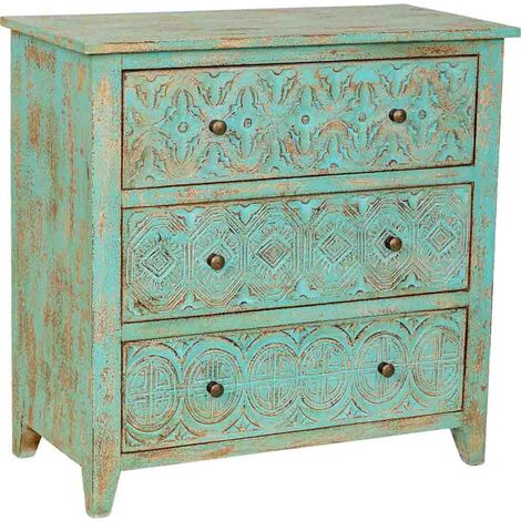 Comoda de madera verde 81x40x80h cm