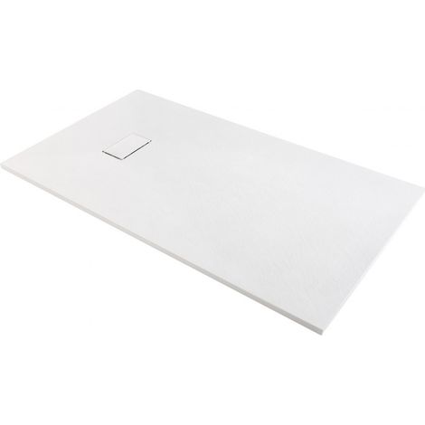 Weiße, extra flache Duschwanne mit Steinoptik 160x90 Gaïa