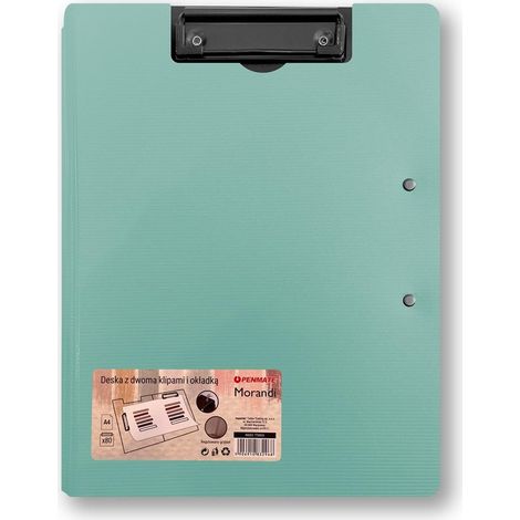 Cartoncino con due clip e copertina formato A4/A3, blu-verde
