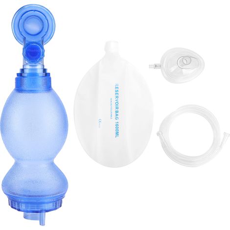 Kit de masque de réanimation manuelle en PVC pour nourrissons avec sac respiratoire bleu (1/5)