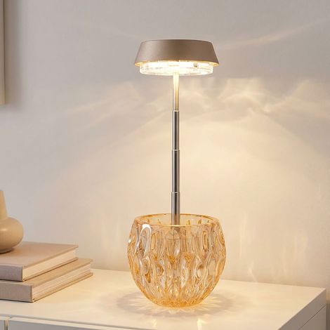 Lampada da tavolo a LED Lampada da tavolo Lampada da soggiorno Touch dimmer Vetro champagne H 28 cm