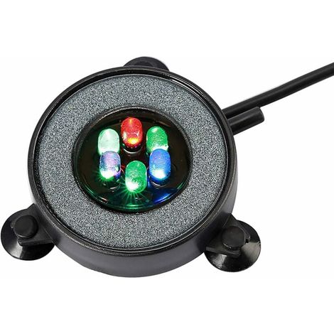 Lampe à bulles submersible pour aquarium, lampe à bulles d'air à changement de couleur automatique, éclairage décoratif lumineux coloré à 6 LED avec bulles d'air (5,5 cm, 1,2 W) (1/4)