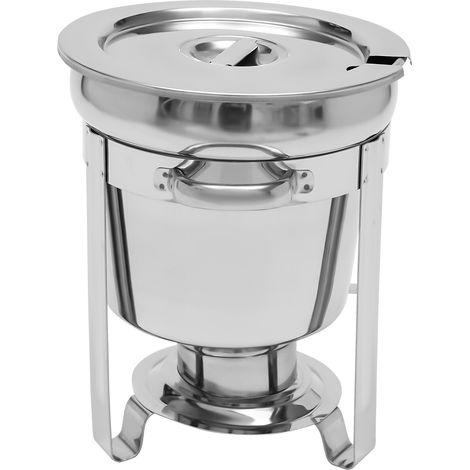 Chauffant buffet 7L inox 201 poli - réchaud à cartouche d'alcool - 3 pieds stables - pour marmite soupe sauce - restaurant maison