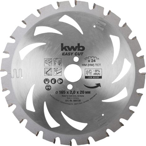 kwb Easy Cut 584738 - Lama per sega circolare, da 165 x 20 mm, per Akku Top, colore: argento (1/5)